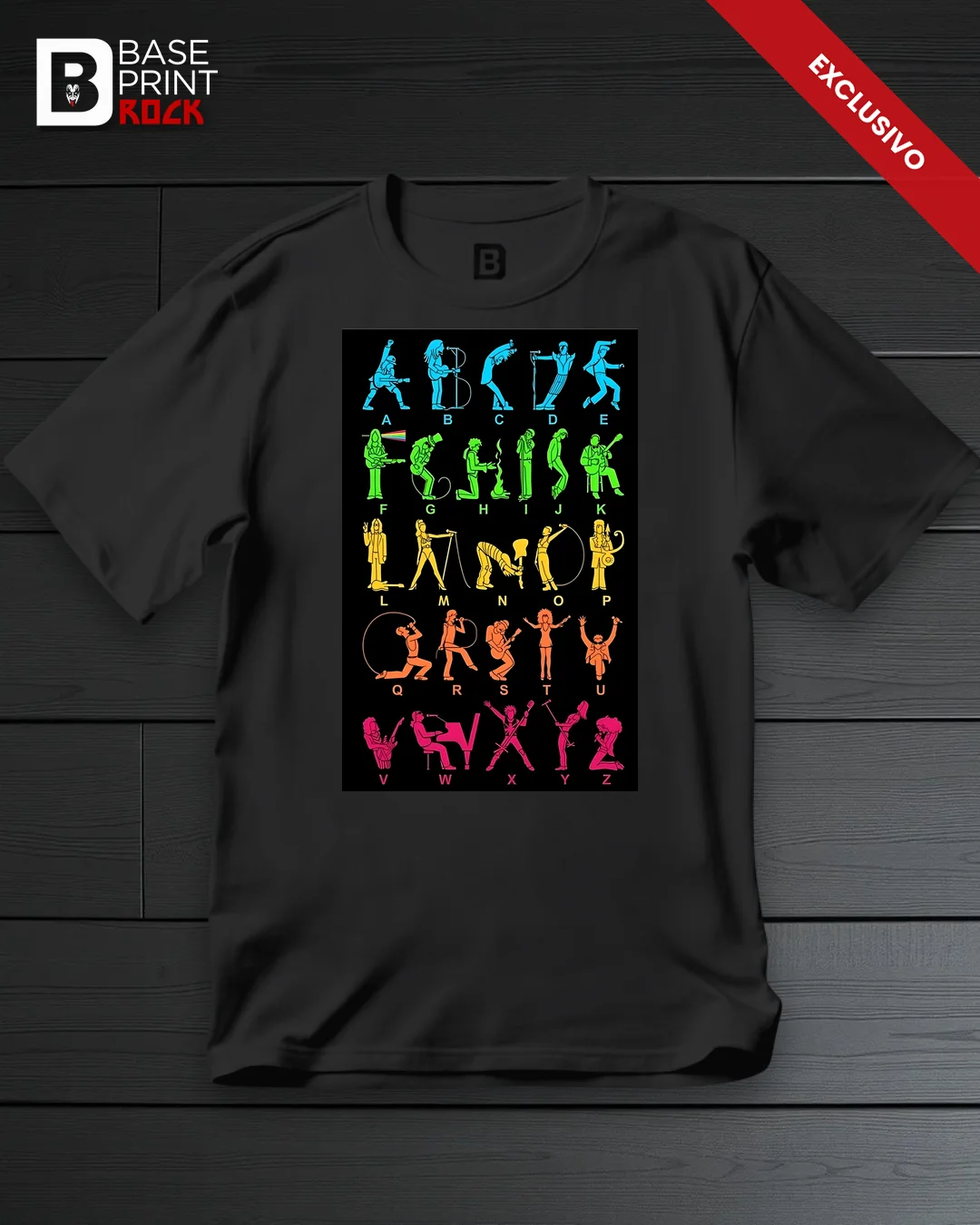 Camiseta Abecedário do Rock