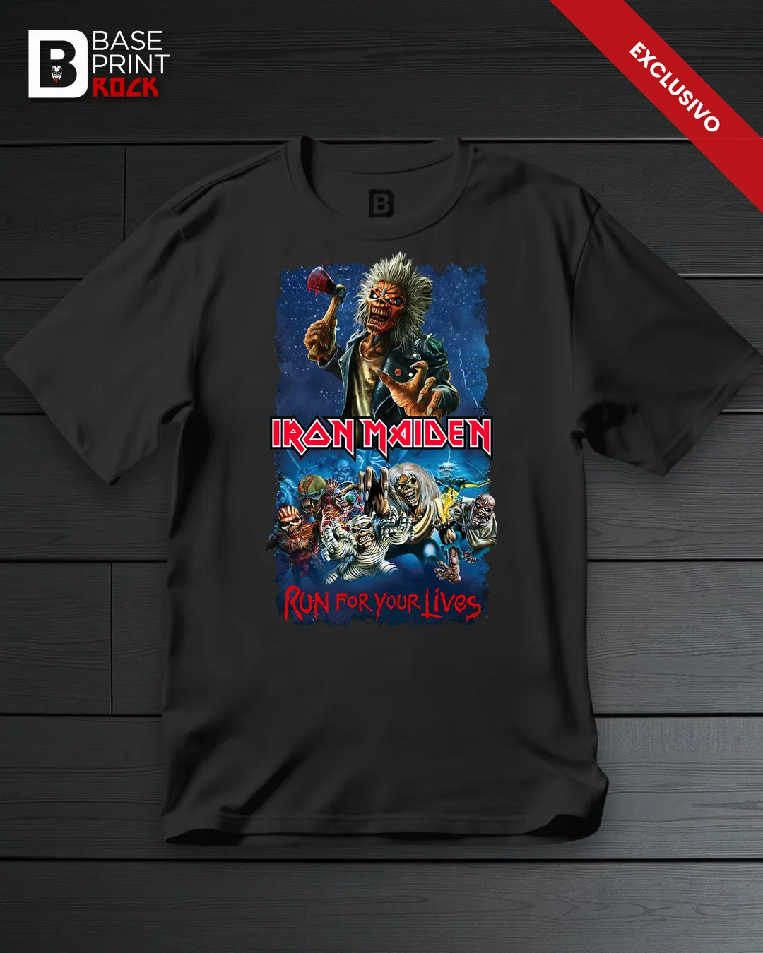 Camiseta Iron Maiden All Eddies Run for Your Lives