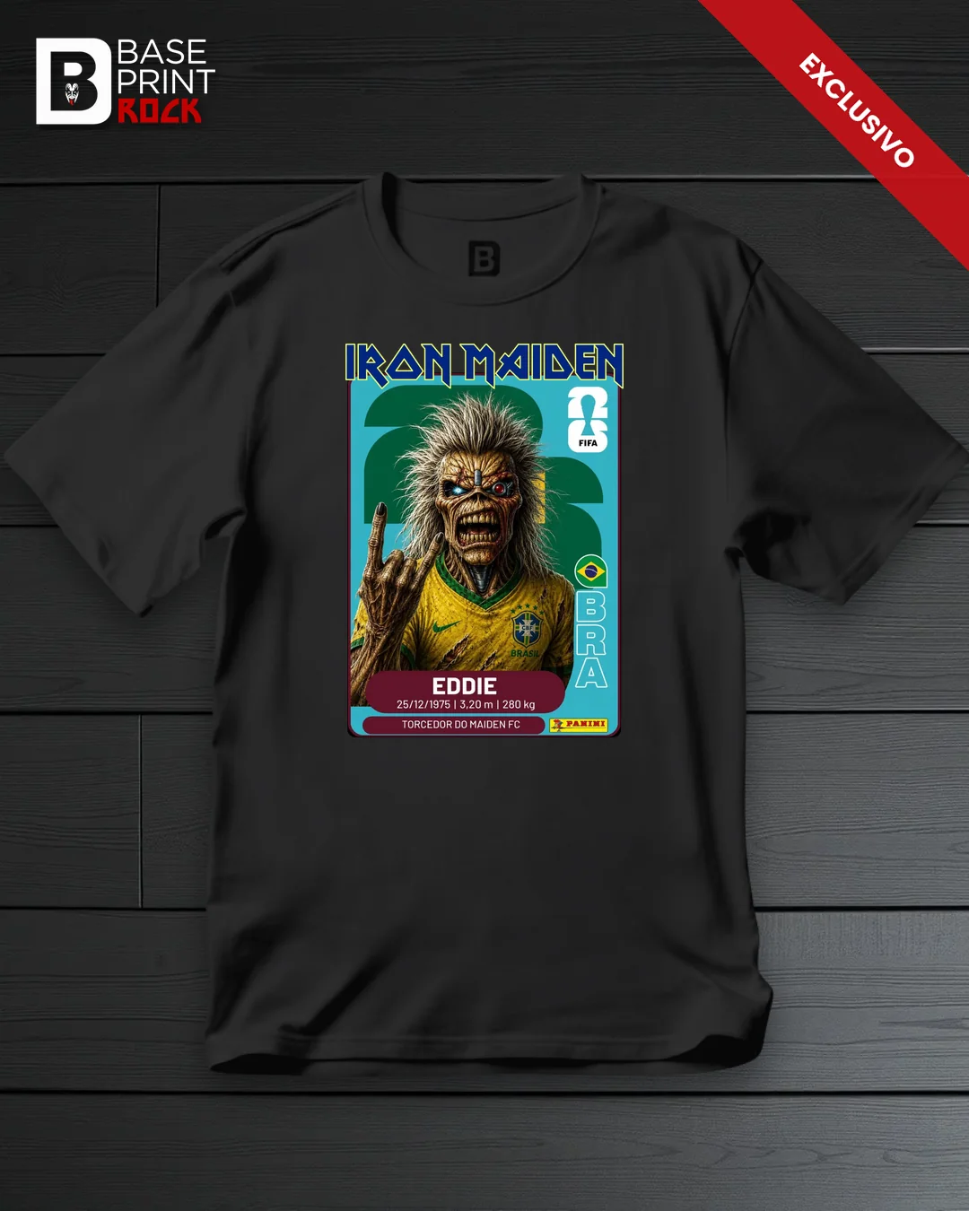 Camiseta Iron Maiden Sticker Eddie Brasil