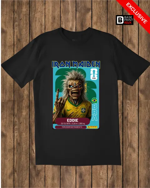 Camiseta Iron Maiden Sticker Eddie Brasil