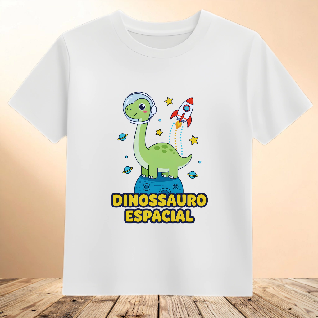 Camiseta Dinossauro Espacial